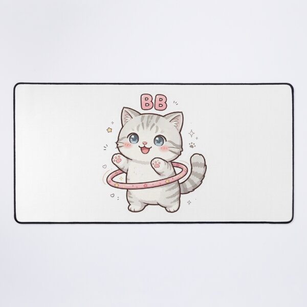Item preview, Cute Kitten Playing Hula Hoop - Kawaii Tabby Cat "BB" Sticker & Design designed and sold by PetalsPaws.