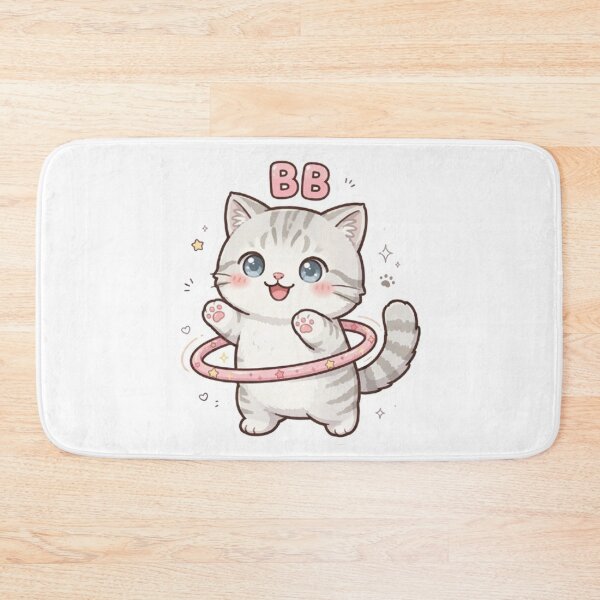 Item preview, Cute Kitten Playing Hula Hoop - Kawaii Tabby Cat "BB" Sticker & Design designed and sold by PetalsPaws.