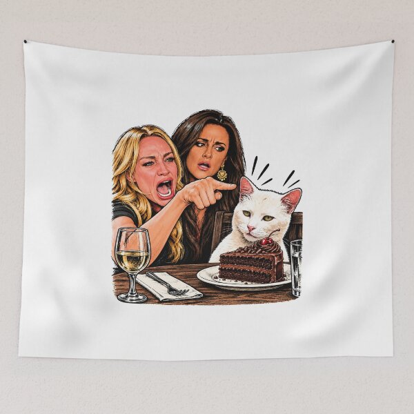 Item preview, Woman Yelling At White cat meme | White street cat designed and sold by TeeARTHY.