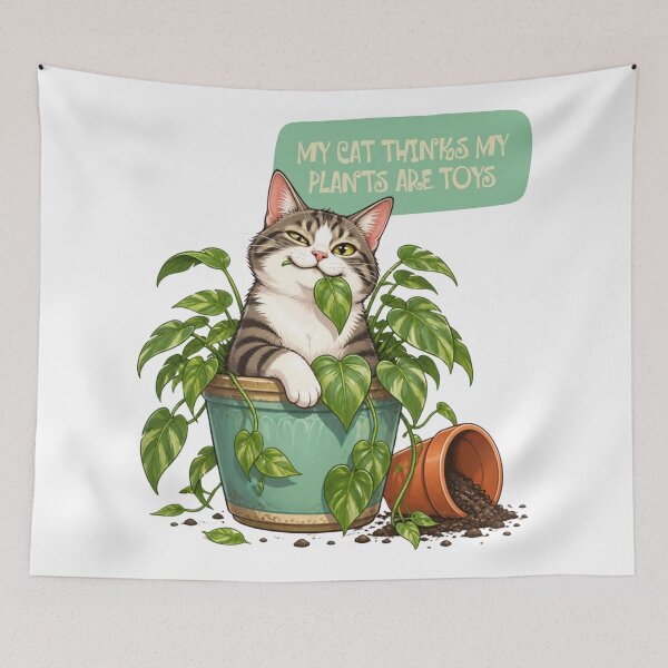 Item preview, My Cat Thinks Plants Are Toys Funny Sticker designed and sold by KaBaRen.