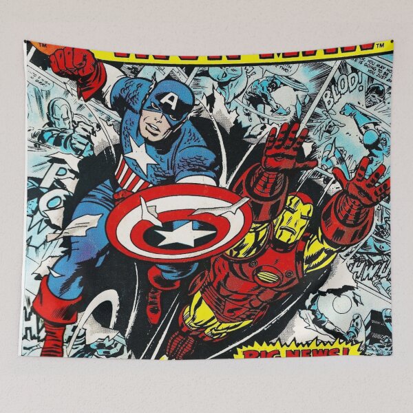 Item preview, Captain America Ironman Marvel Comics Comic Book Original Custom Vintage Movie Poster Art designed and sold by Cool Robot Bro..
