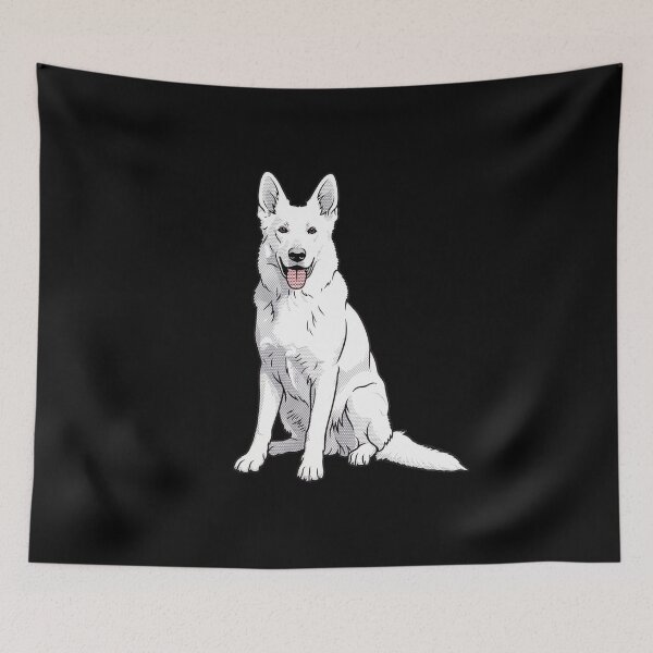 Item preview, White Shepherd Dog Pop Art Comic Illustration designed and sold by Terry Bain.