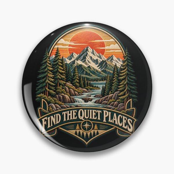 Item preview, Retro Mountain Adventure Badge – Find the Quiet Places Vintage Outdoor Art designed and sold by Emoji Emblems.