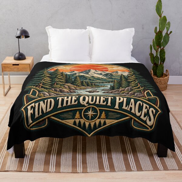 Item preview, Retro Mountain Adventure Badge – Find the Quiet Places Vintage Outdoor Art designed and sold by Emoji Emblems.