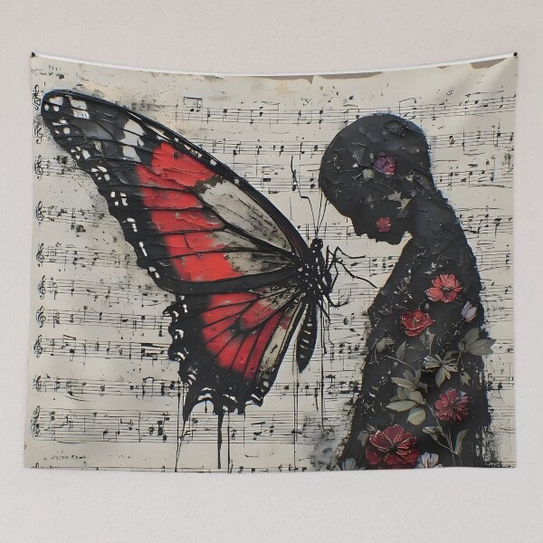 Item preview, Human Figure With Crimson Butterfly Portrait Prints and Products  designed and sold by UrbanTempleArt.