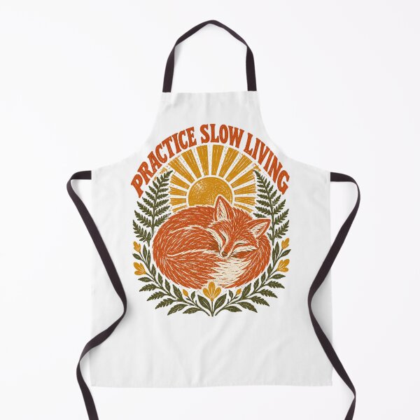 Item preview, Practice Slow Living Retro Sleeping Fox Cottagecore Linocut Art designed and sold by QCena.