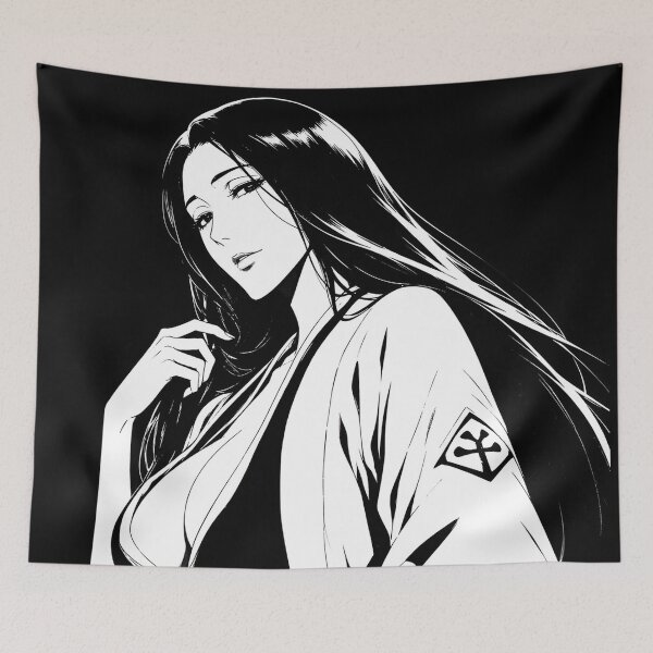 Item preview, Elegant Monochrome Samurai Woman – Black and White Japanese Warrior Art designed and sold by Dyan4.