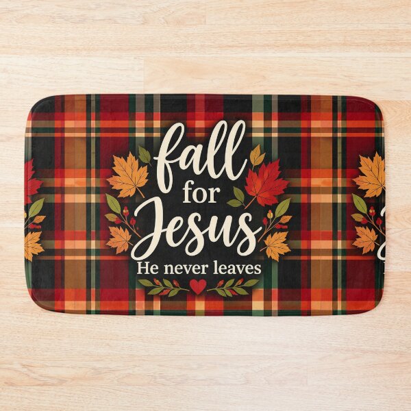 Item preview, Fall for Jesus He Never Leaves Christian Autumn Plaid designed and sold by Luvjesus2.