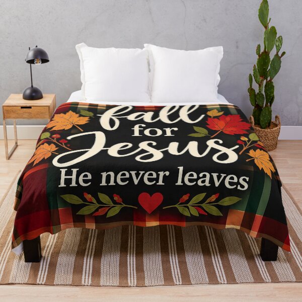 Item preview, Fall for Jesus He Never Leaves Christian Autumn Plaid designed and sold by Luvjesus2.