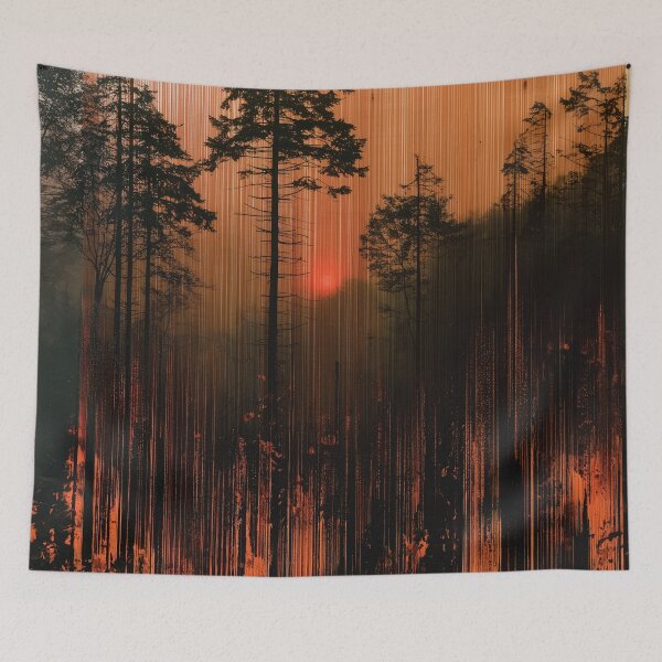 Item preview, Burning Pines – Glitch Forest Sunset designed and sold by AlfiB.