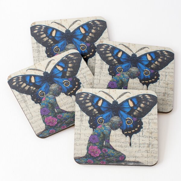 Item preview, Blue Butterfly Surreal Potrait Poster and Products   designed and sold by UrbanTempleArt.