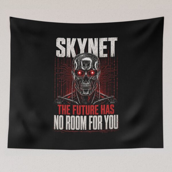 Item preview, Skynet The Future Has No Room For You- Terminator AI Skull Cyberpunk designed and sold by FakePeopleSuck.