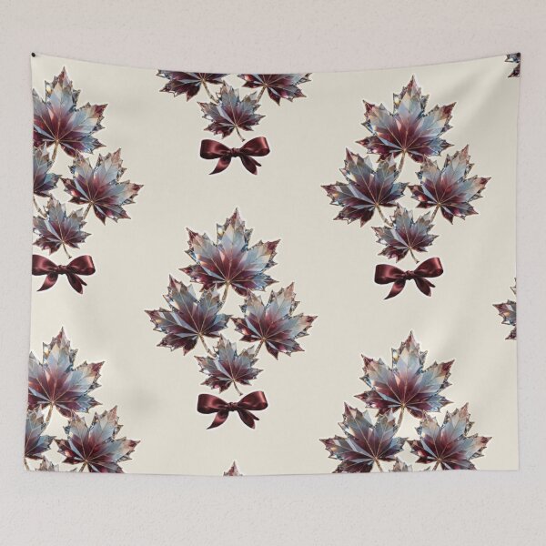 Item preview, Autumn Blue Maple Leaves with Flirty Knot designed and sold by PoenyL1rosy.