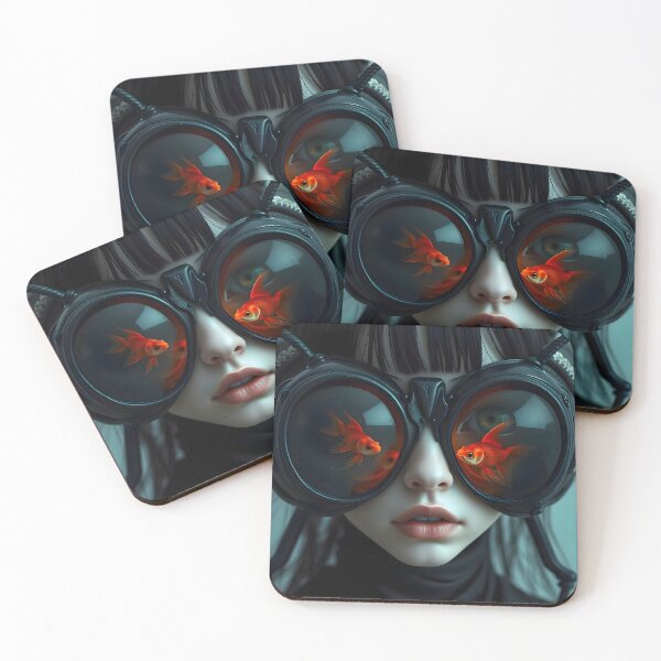 Item preview, Surreal Anime Goldfish Glasses Portrait Posters and Products designed and sold by UrbanTempleArt.
