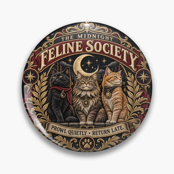 Item preview, idnight Feline Society Vintage Cat Crest – Gothic Secret Society Emblem designed and sold by Emoji Emblems.