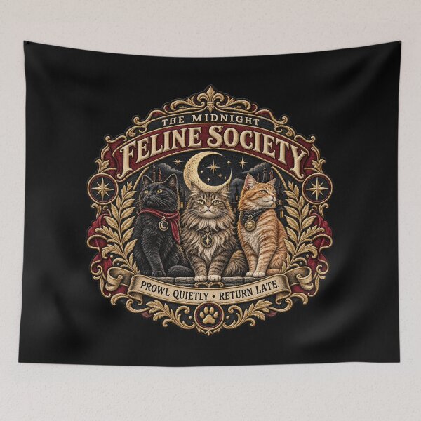 Item preview, idnight Feline Society Vintage Cat Crest – Gothic Secret Society Emblem designed and sold by Emoji Emblems.