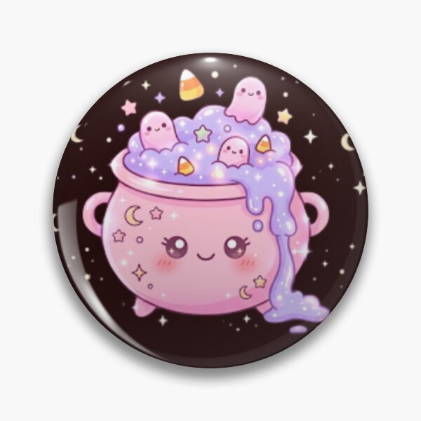 Item preview, Pastel Magic Cauldron with Cute Little Ghosts Candy Corn Sparkle Glow designed and sold by Akira Design Store.
