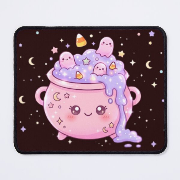Item preview, Pastel Magic Cauldron with Cute Little Ghosts Candy Corn Sparkle Glow designed and sold by Akira Design Store.