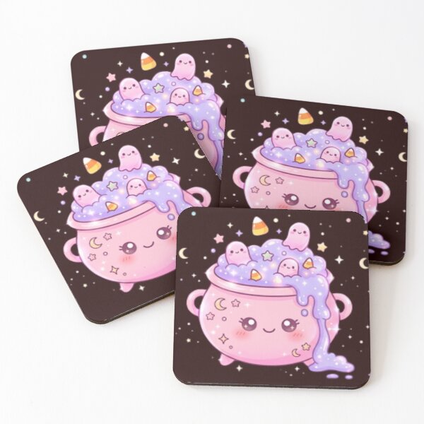 Item preview, Pastel Magic Cauldron with Cute Little Ghosts Candy Corn Sparkle Glow designed and sold by Akira Design Store.