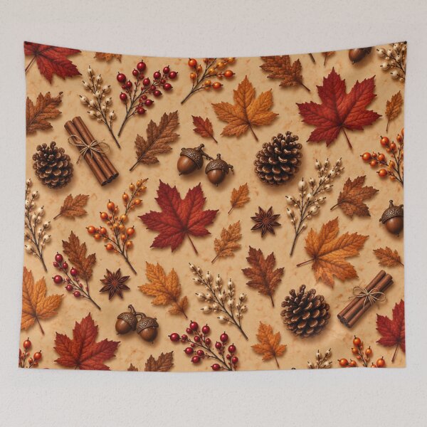 Item preview, Autumn Harvest Pattern – Maple Leaves, Acorns & Pinecones designed and sold by HO•Designs.