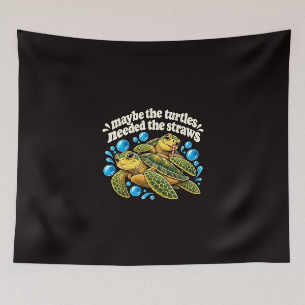 Aperçu de l'œuvre Peut-être que les tortues avaient besoin de pailles. Citation amusante sur les tortues marines. créée et vendue par AnhaPhysic.