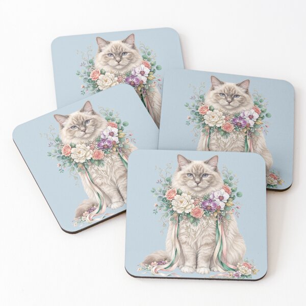 Item preview, Ragdoll Cat with Floral Pearl Collar designed and sold by ImageryLoom.