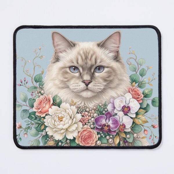 Item preview, Ragdoll Cat with Floral Pearl Collar designed and sold by ImageryLoom.