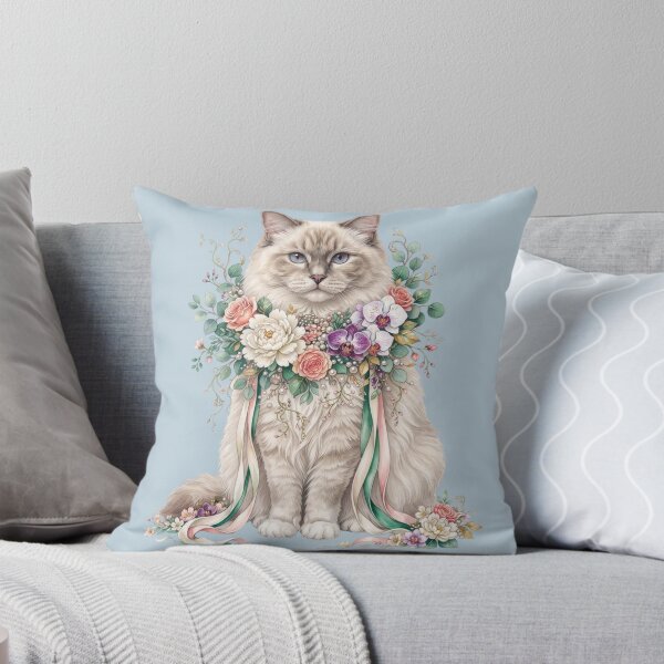 Item preview, Ragdoll Cat with Floral Pearl Collar designed and sold by ImageryLoom.