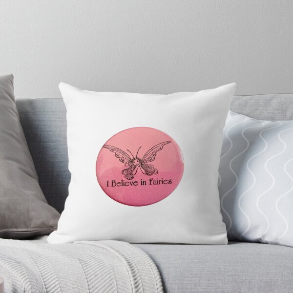 Item preview, Pink Vintage whimsy I believe in fairies badge pin designed and sold by ellmoswrld.
