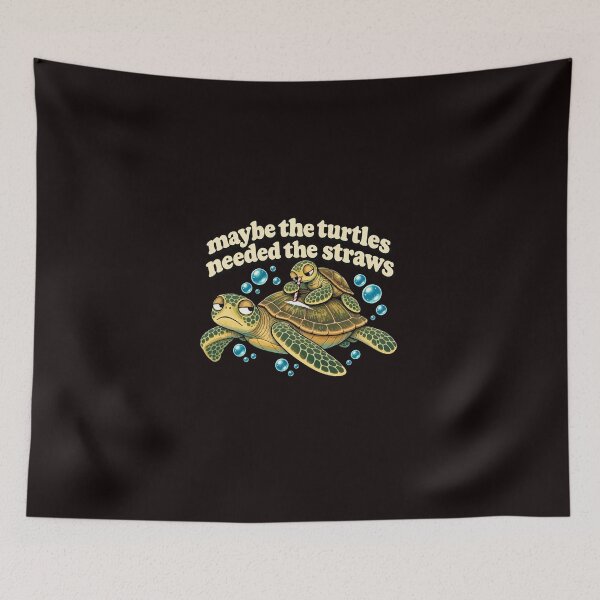 Aperçu de l'œuvre Peut-être que les tortues avaient besoin de pailles. Citation humoristique et vintage sur les tortues marines. créée et vendue par AnhaPhysic.