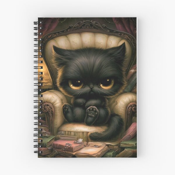 Item preview, Grouchy Gothic Cat in Armchair | Grumpy Black Cat | Dark Cottagecore Art designed and sold by InkAndGloom.