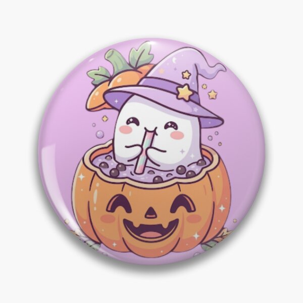 Item preview, Cute Little Ghost Drinking Boba Inside Jack O Lantern Pumpkin Spooky Vibe designed and sold by Akira Design Store.