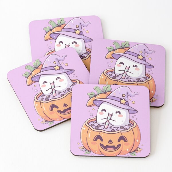 Item preview, Cute Little Ghost Drinking Boba Inside Jack O Lantern Pumpkin Spooky Vibe designed and sold by Akira Design Store.
