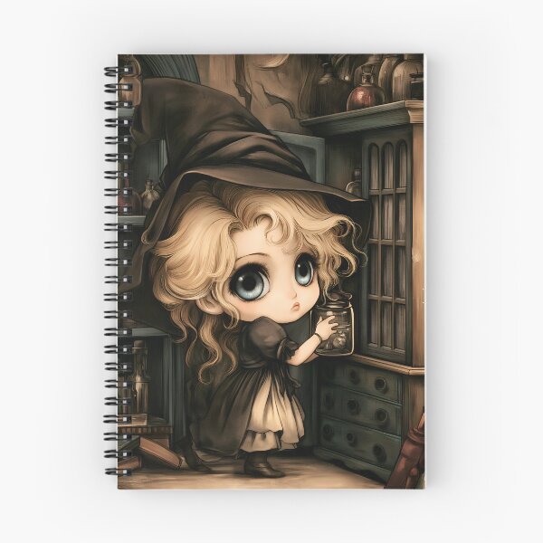 Item preview, Little Witch Stealing a Forbidden Creature | Gothic Witch Chibi | Dark Fantasy Art designed and sold by InkAndGloom.