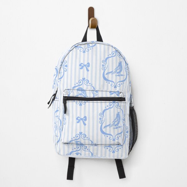 Item preview, Vintage blue bird cage bow stripe pattern designed and sold by Deepness2023.