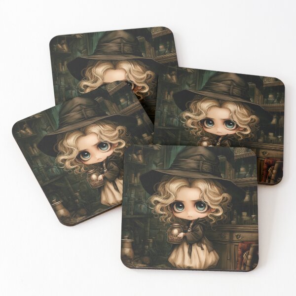 Item preview, Little Witch Stealing a Forbidden Creature | Gothic Witch Chibi | Dark Fantasy Art designed and sold by InkAndGloom.