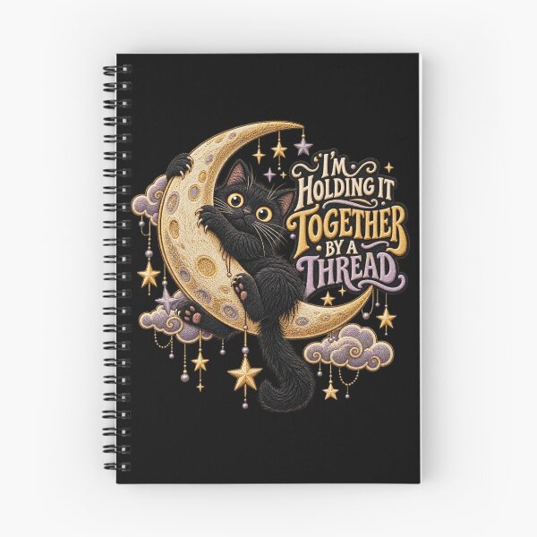 Item preview, lack Cat Moon Humor – I’m Holding It Together by a Thread Celestial Art designed and sold by Emoji Emblems.