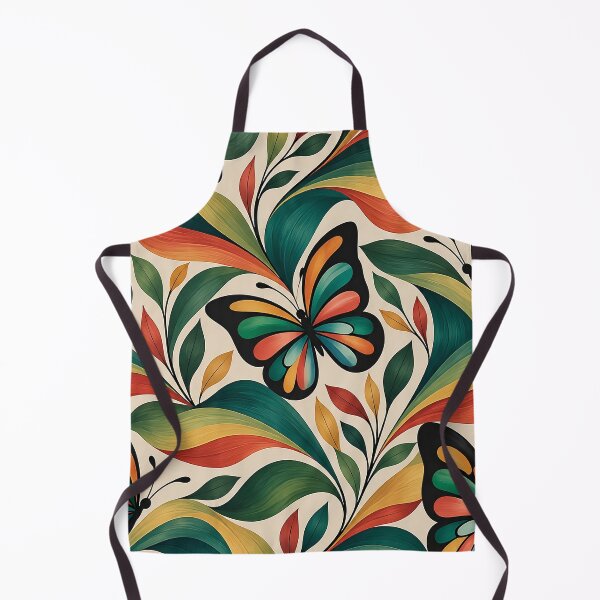 Item preview, Retro Butterfly Botanical Pattern, Whimsical Fall Leaves, 70s Retro designed and sold by Luvjesus2.