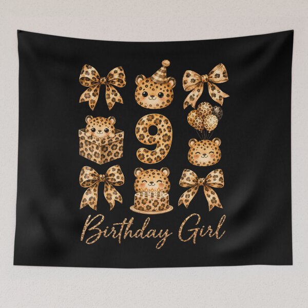 Item preview, 9Th Birthday Girl Leopard Coquette Bow 9 Year Old Bday Party designed and sold by PAROSSA.