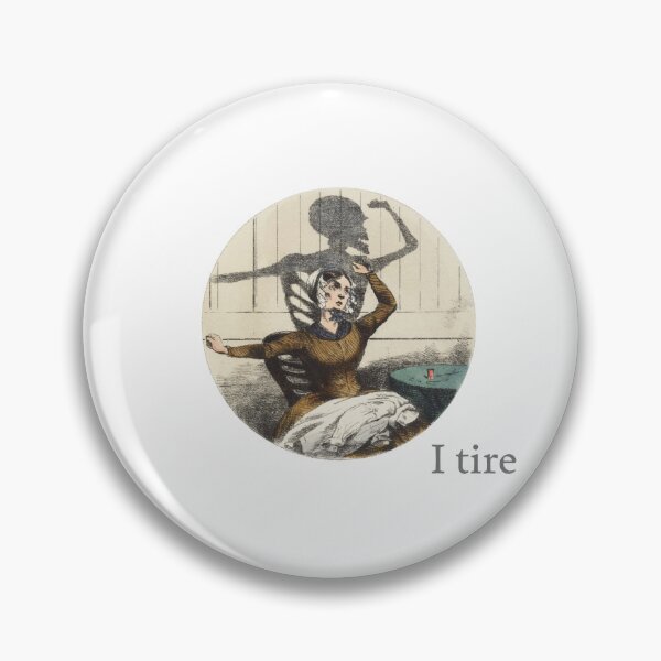 Item preview, I Tire Woman with Skeleton Vintage designed and sold by When Whimsy Wakes.