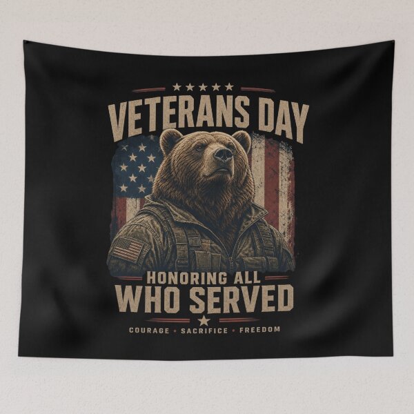 Item preview, Veterans Day Bear - Honoring All Who Served designed and sold by FREENATION2026.