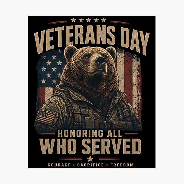 Item preview, Veterans Day Bear - Honoring All Who Served designed and sold by FREENATION2026.