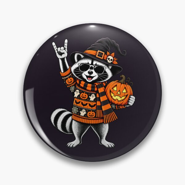 Item preview, Rocking Halloween Raccoon Witch Hat Sunglasses Pumpkin designed and sold by Infinitee8hirts.