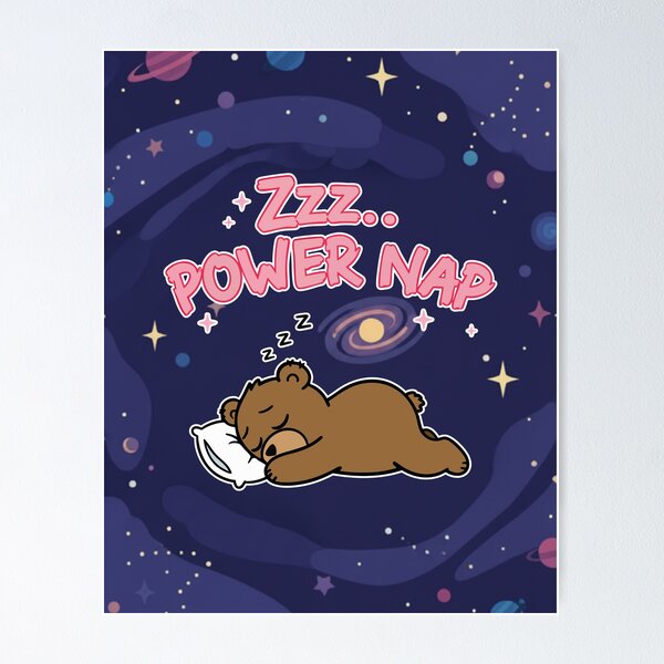Item preview, Zzz Power Nap Sleeping Bear Kawaii Cartoon designed and sold by Taridesign.