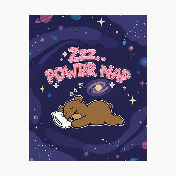 Item preview, Zzz Power Nap Sleeping Bear Kawaii Cartoon designed and sold by Taridesign.