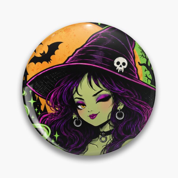 Item preview,  Witching Hour Green Witch Halloween Cauldron Art designed and sold by BadCatSupply.