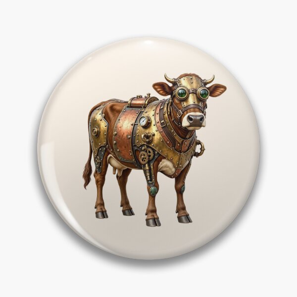 Item preview, Steampunk Cow – Mechanical Cow with Brass Armor and Goggles designed and sold by SweetLilith.