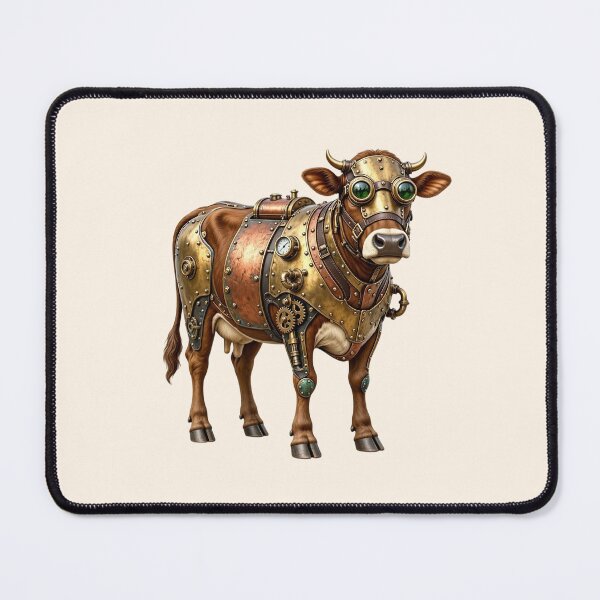 Item preview, Steampunk Cow – Mechanical Cow with Brass Armor and Goggles designed and sold by SweetLilith.