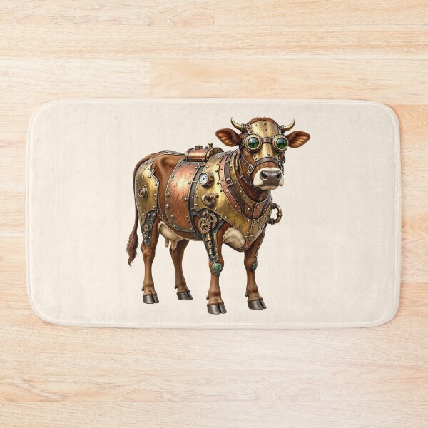 Item preview, Steampunk Cow – Mechanical Cow with Brass Armor and Goggles designed and sold by SweetLilith.