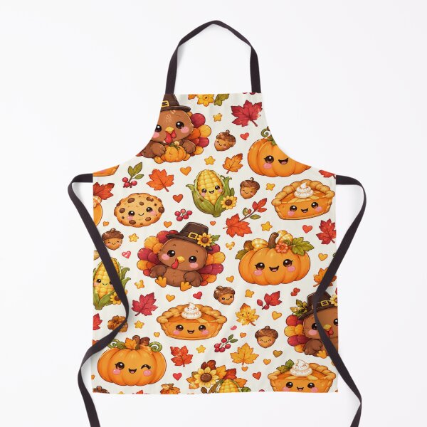 Item preview, Kawaii Thanksgiving Friends Turkey Pumpkin Pie Pattern designed and sold by Moonlight Studio.